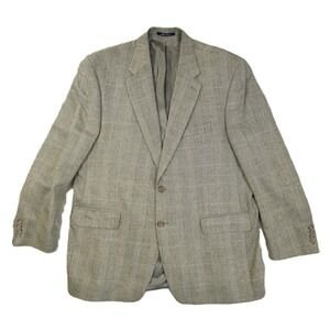 Chaps Ralph Lauren Vtg Silk Wool Linen Blend Blazer Men's 48T Beige Herringbone
